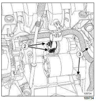 Renault Clio. Starter: Removal - Refitting