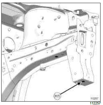 Renault Clio. Structural components to be positioned on the repair bench: Description