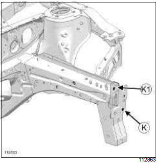 Renault Clio. Structural components to be positioned on the repair bench: Description