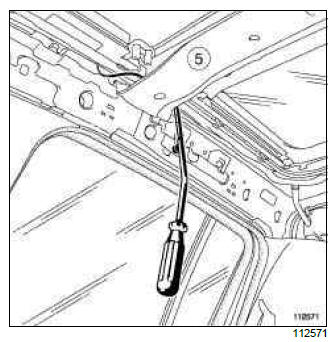 Renault Clio. Sunroof operating mechanism: Removal - Refitting