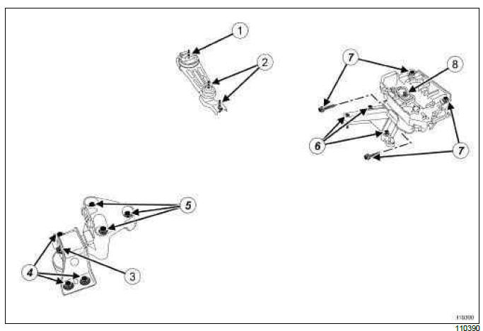 Renault Clio. Suspended engine mounting: Tightening torque