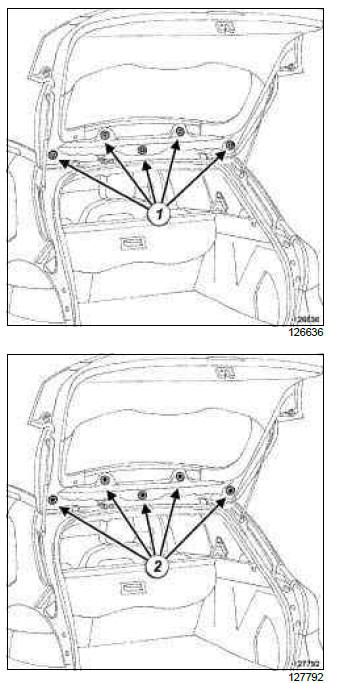 Renault Clio. Tailgate spoiler: Removal - Refitting