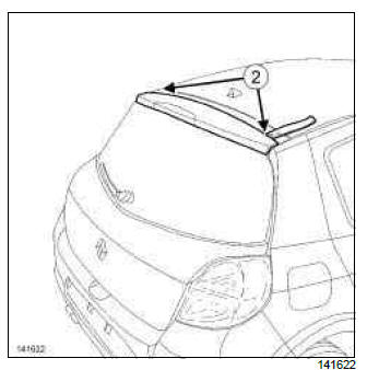 Renault Clio. Tailgate spoiler: Removal - Refitting