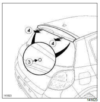 Renault Clio. Tailgate spoiler: Removal - Refitting