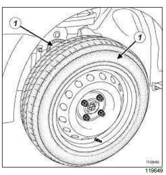 Renault Clio. Wheel: Removal - Refitting