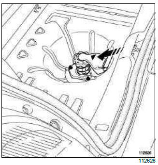 Renault Clio. Emergency spare wheel winch: Removal - Refitting