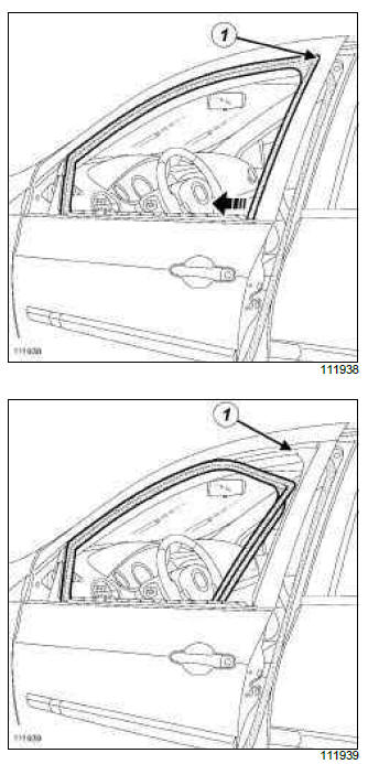 Renault Clio. Front side door glass run channel: Removal - Refitting