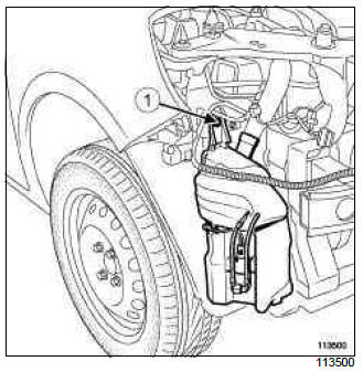 Renault Clio. Windscreen washer reservoir: Removal - Refitting